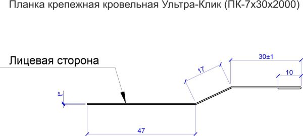 Планка крепежная кровельная Ультра-Клик (ПТК-7х30х2000)